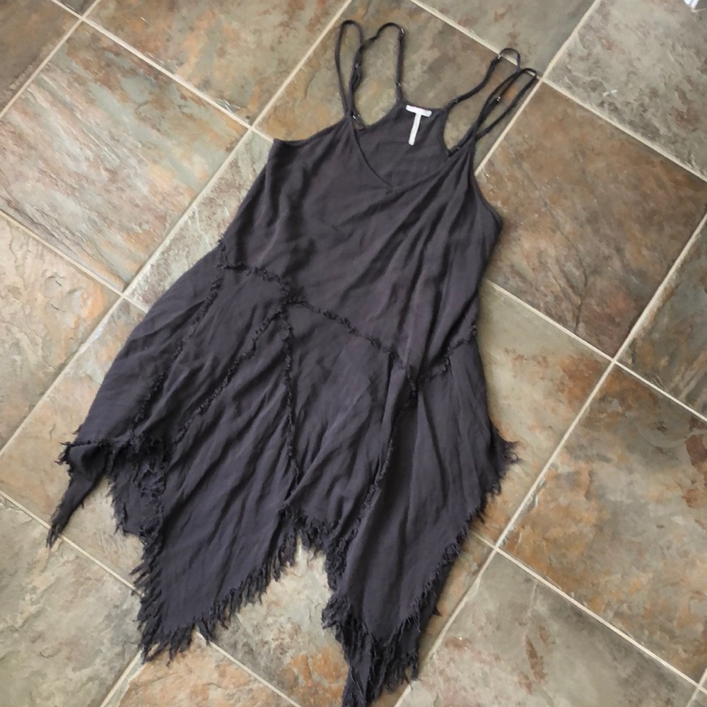 Free People strappy gray dress uneven hem sz small